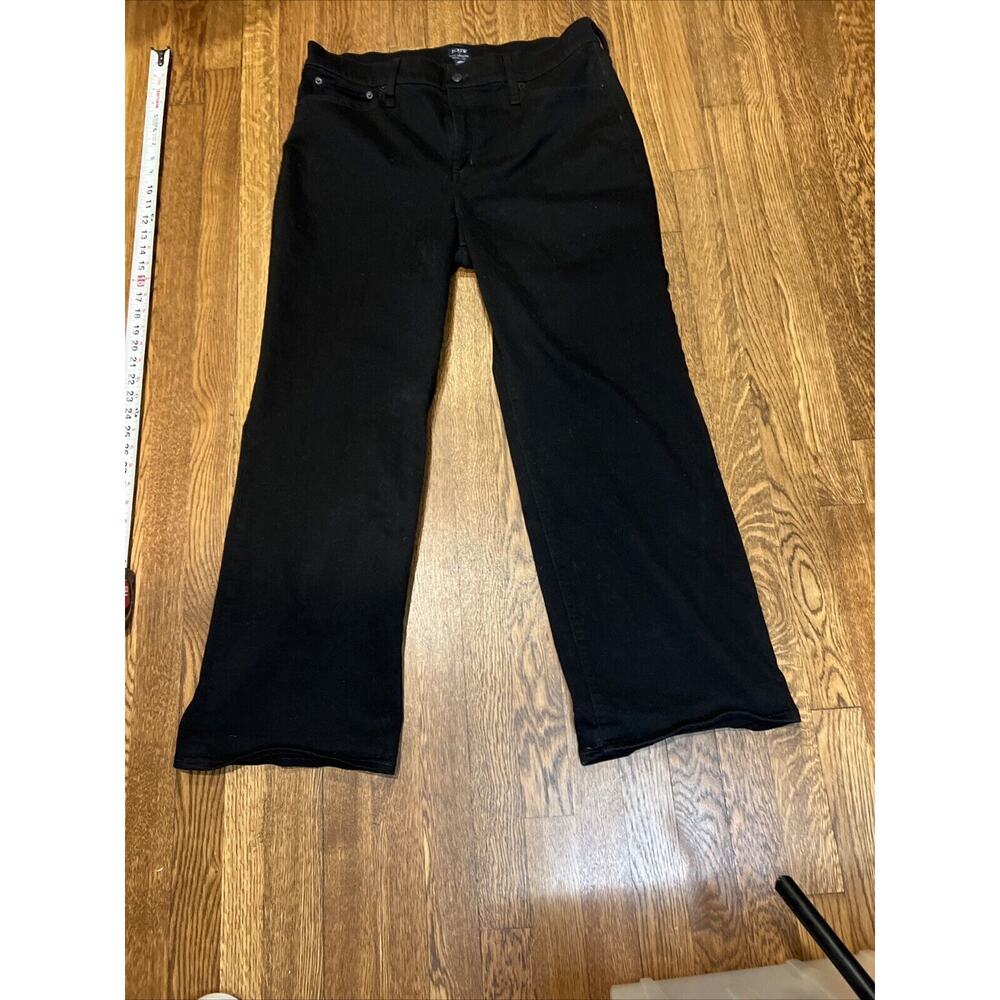 EUC‎ J Crew Womens Wide Leg Full Length Jeans Stretch Size 33 Black 34x28 - Picture 2 of 10